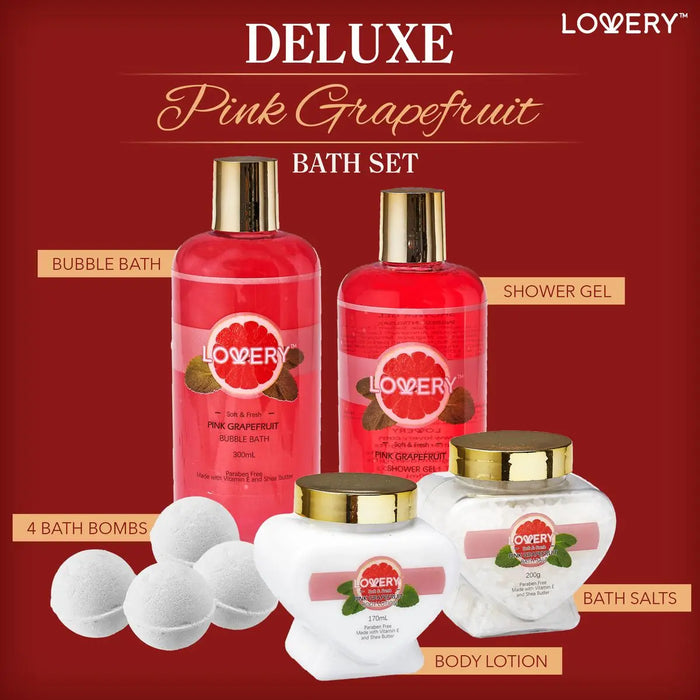 BATH & BODY GIFT BASKET - PINK GRAPEFRUIT COSMETIC - 30PC