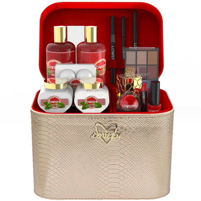 BATH & BODY GIFT BASKET - PINK GRAPEFRUIT COSMETIC - 30PC