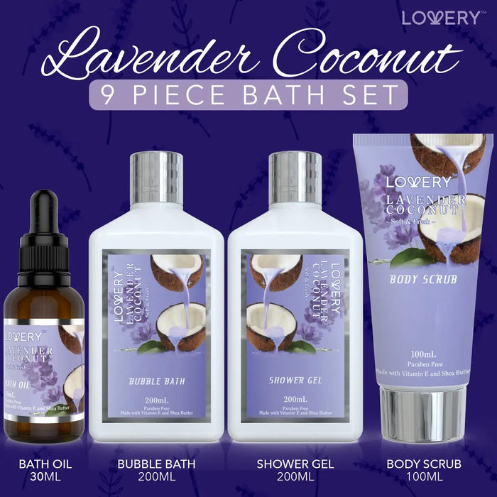 HOME SPA GIFT SET - HANDMADE PEARL BASKET, LAVENDER COCONUT