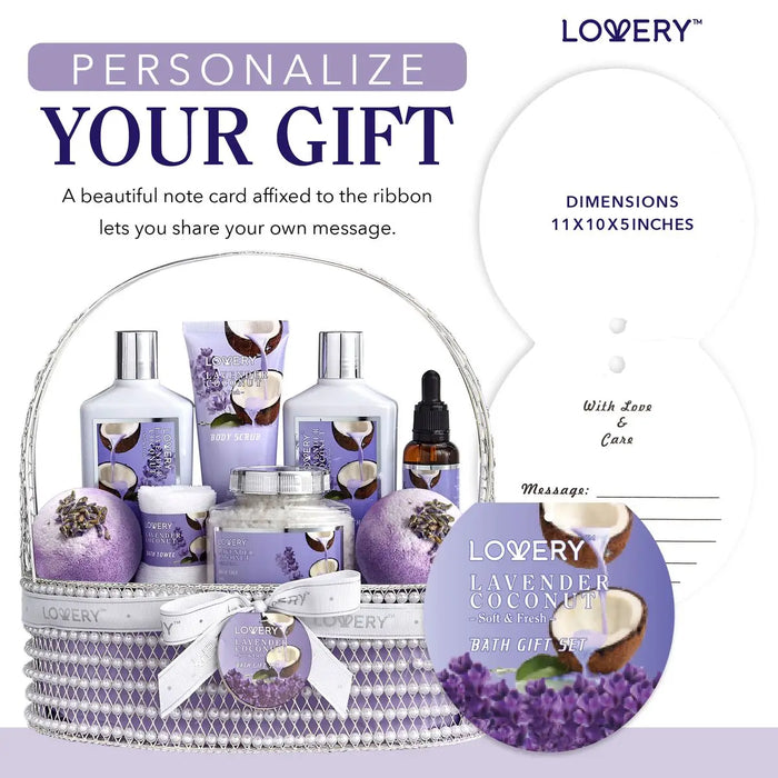 HOME SPA GIFT SET - HANDMADE PEARL BASKET, LAVENDER COCONUT
