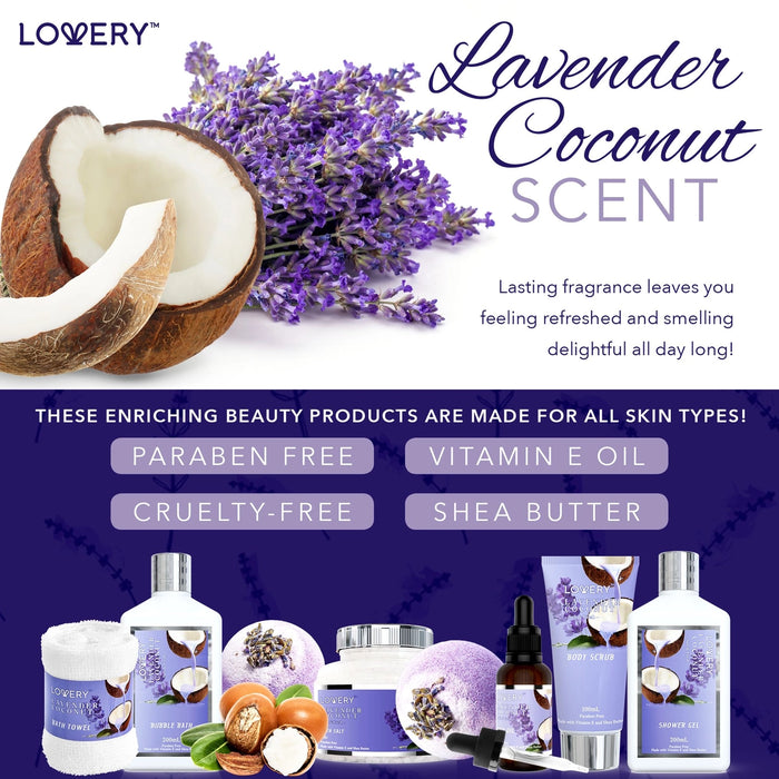 HOME SPA GIFT SET - HANDMADE PEARL BASKET, LAVENDER COCONUT