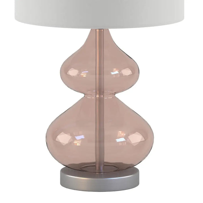 CLEAR GLASS BASE TABLE LAMPS, PINK GLASS [SET OF 2]