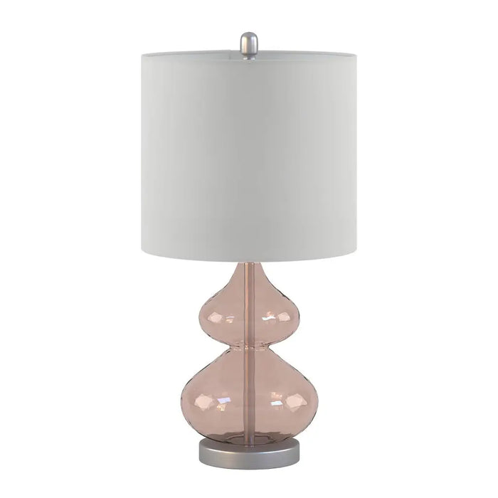 CLEAR GLASS BASE TABLE LAMPS, PINK GLASS [SET OF 2]