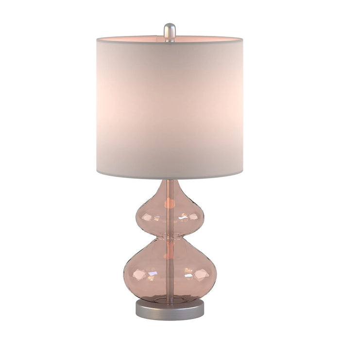 CLEAR GLASS BASE TABLE LAMPS, PINK GLASS [SET OF 2]