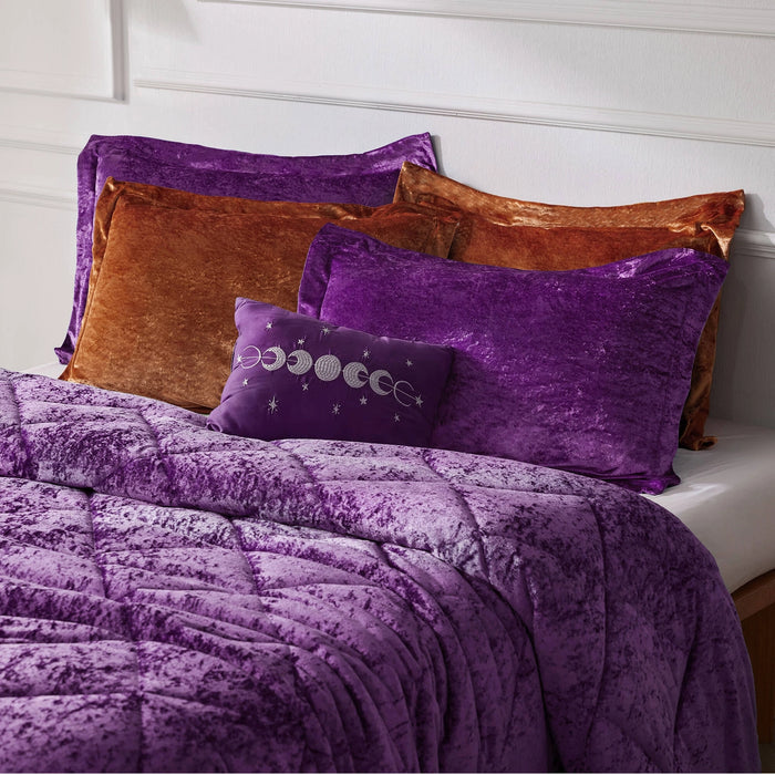 CRUSHED VELVET 4-PIECE COMFORTER SET, PURPLE