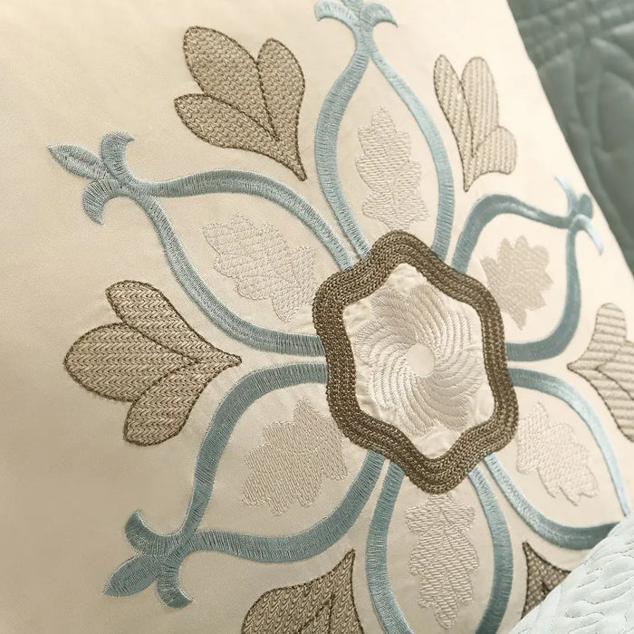 EMBROIDERED QUILTED CHARMEUSE 9-PIECE COMFORTER SET