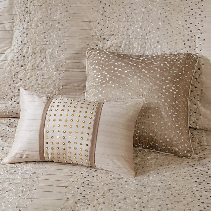 GOLD THREAD DAMASK 12-PIECE COMPLETE COMFORTER SET