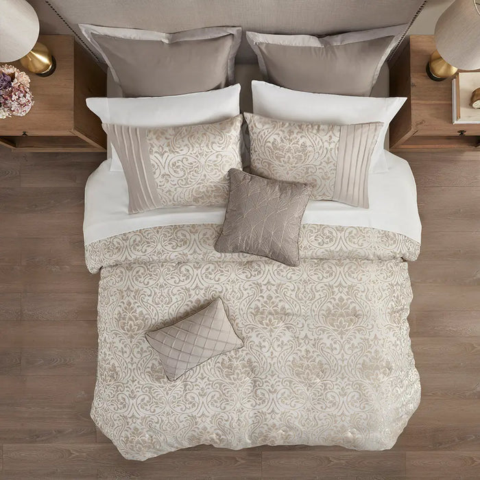 GOLD THREAD DAMASK 12-PIECE COMPLETE COMFORTER SET