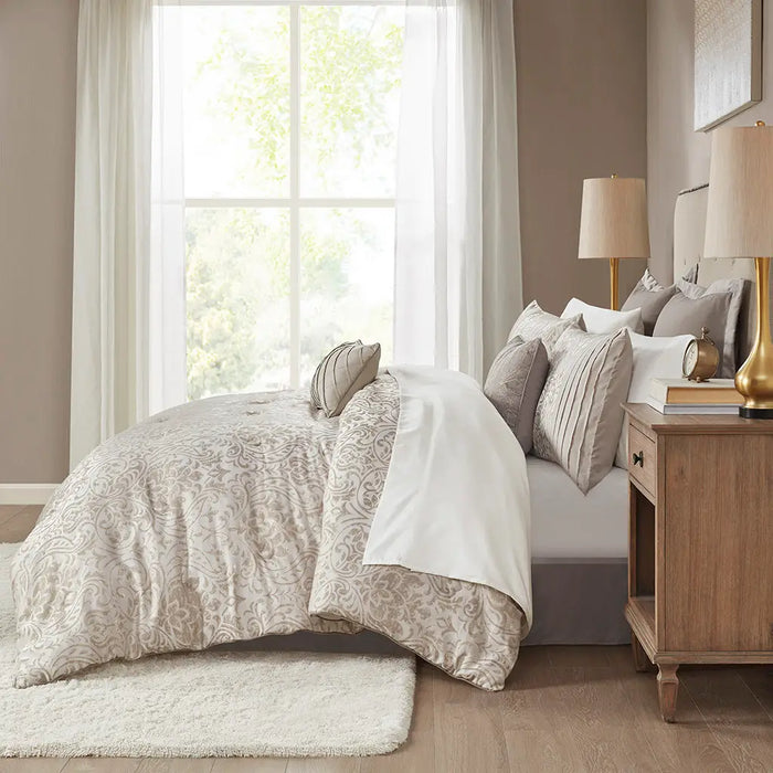 GOLD THREAD DAMASK 12-PIECE COMPLETE COMFORTER SET