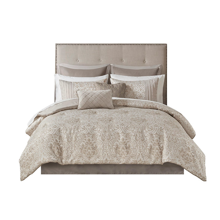 GOLD THREAD DAMASK 12-PIECE COMPLETE COMFORTER SET