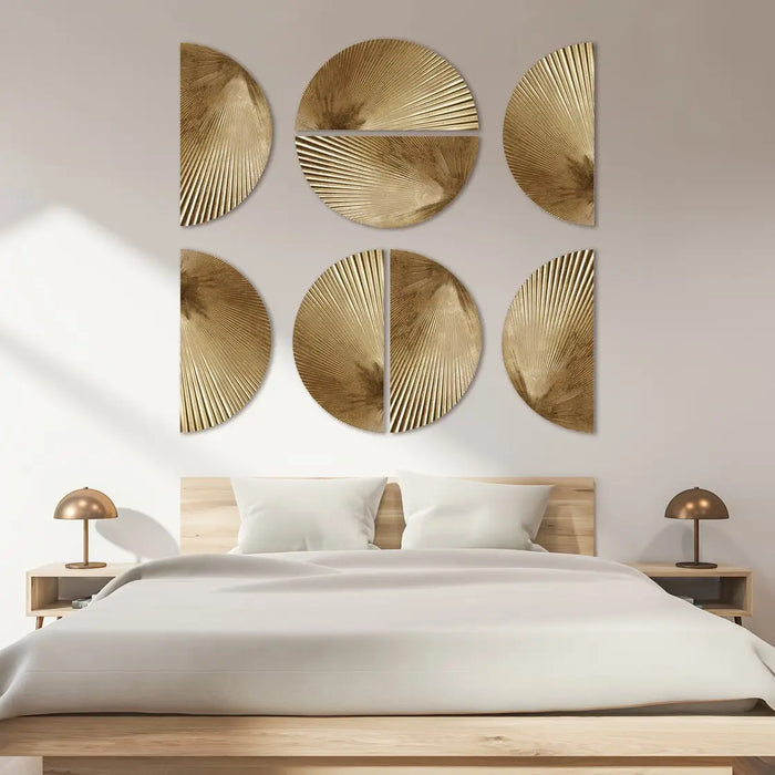 HALF MOON PHRASES ROUND 2-PIECE METAL WALL DECOR SET, GOLD