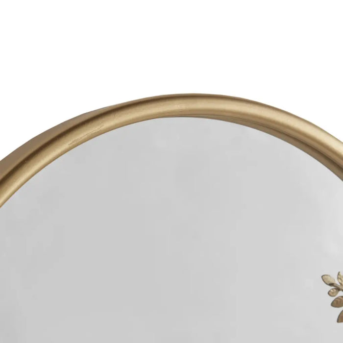 GOLD FLORAL IRON FRAMED ARCHED METAL WALL MIRROR HOME DECOR