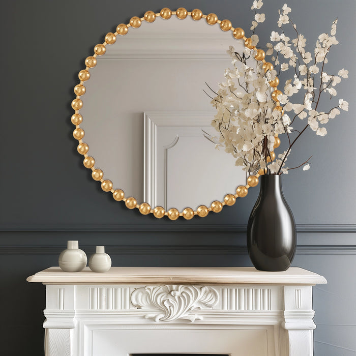 ROUND IRON FRAMED WALL DECOR MIRROR, GOLD