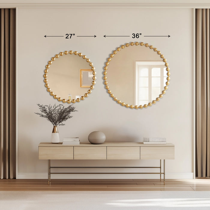 ROUND IRON FRAMED WALL DECOR MIRROR, GOLD