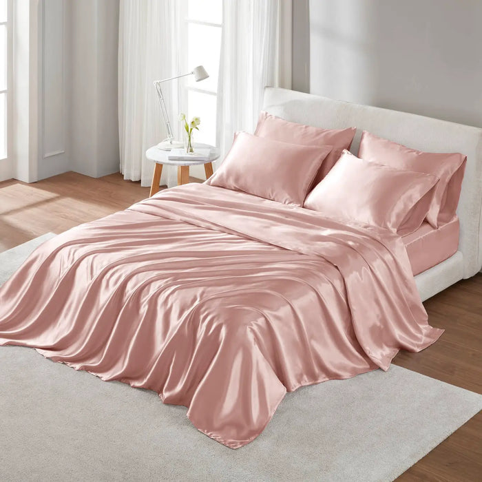 LUXURY SATIN 6-PIECE SHEET SET, IVORY