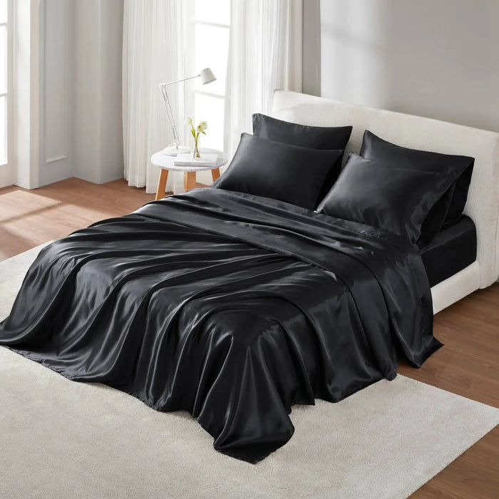LUXURY SATIN 6-PIECE SHEET SET, IVORY