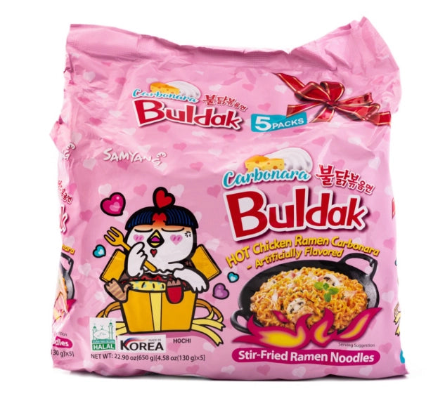 SAMYANG BULDAK RAMEN CARBONARA HOT CHICKEN FLAVOR 4.58 OZ, 5-PACK