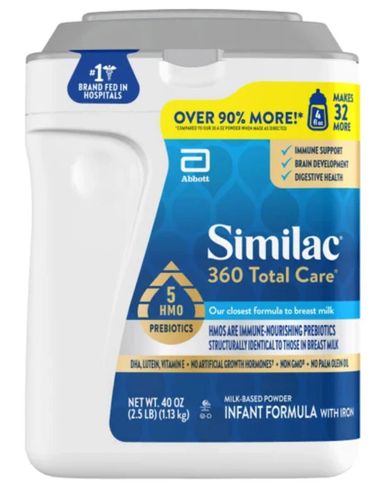 SIMILAC 360 TOTAL CARE WITH 5 HMO'S, NON-GMO INFANT FORMULA POWDER, 40 OZ