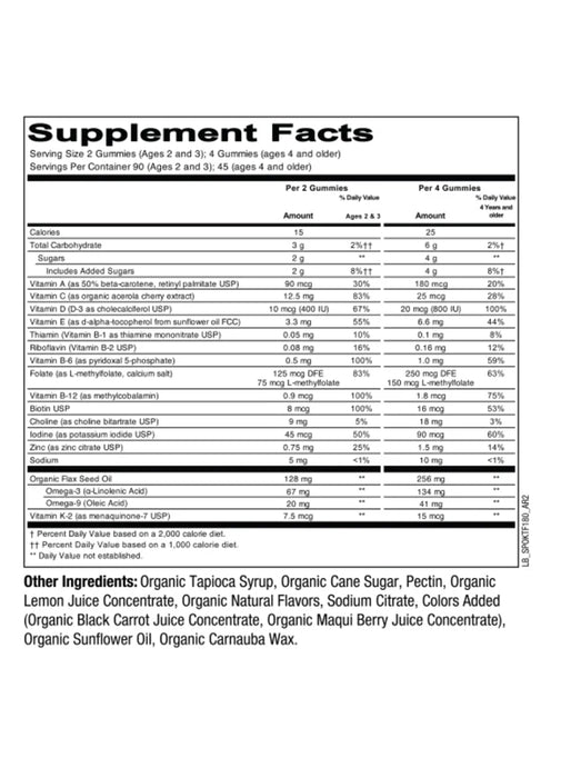 SMARTYPANTS ORGANIC KIDS AND TODDLER FORMULA MULTIVITAMIN, 180 GUMMIES
