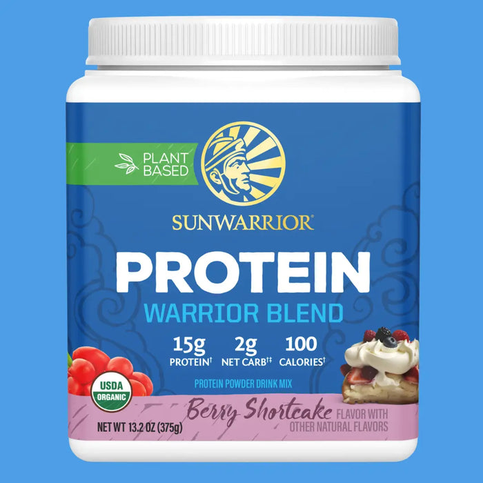 WARRIOR BLEND BERRY SHORTCAKE PROTEIN - PEA PROTEIN POWDER 375G - CASE OF 3
