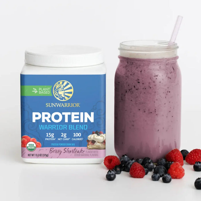 WARRIOR BLEND BERRY SHORTCAKE PROTEIN - PEA PROTEIN POWDER 375G - CASE OF 3