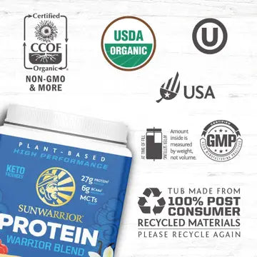 WARRIOR BLEND BERRY SHORTCAKE PROTEIN - PEA PROTEIN POWDER 375G - CASE OF 3