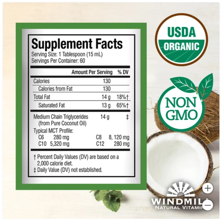 WINDMILL USDA ORGANIC MCT OIL, 32 FLUID OUNCES