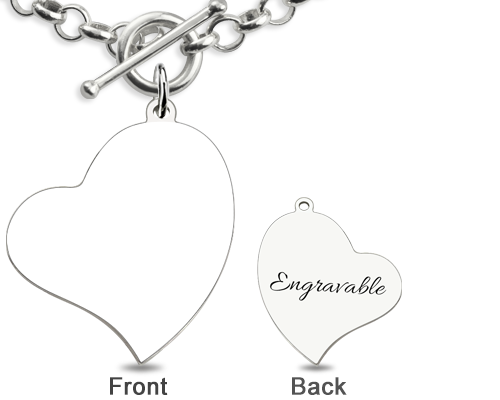 HEART CHARM ENGRAVED MEMORIAL PHOTO BRACELET