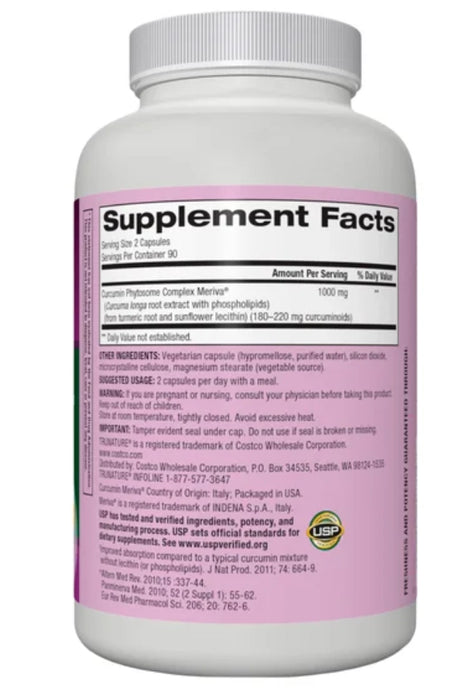 TRUNATURE PREMIUM TURMERIC 1,000 MG., 180 VEGETARIAN CAPSULES