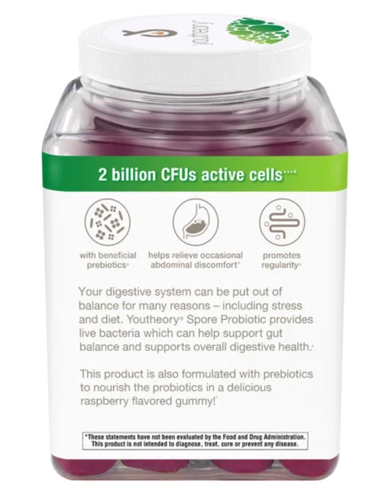 YOUTHEORY SPORE PROBIOTIC ZERO SUGAR GUMMIES, 120 GUMMIES